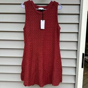 💜SALE: NWT Love Riche size L Cable Knit Sleeveless Wool Blend Dress - Rust Red